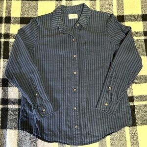 Marine Layer Angie Relaxed Shirt in Blue/Black Stripe